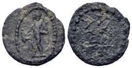 Asia Minor, Ephesos(?) 1st - 2nd centuries AD. PB Tessera (17,6mm,3g). Young Hermes standing l., holding kerykeion and pouch, dotted border. R/ΛΑ ΥΟΞ ...