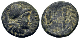Asia Minor (2nd - 1st centuries BC). Uncertain mint. Æ (17.6mm,4g). Helmeted head of Athena r. Uncertain type