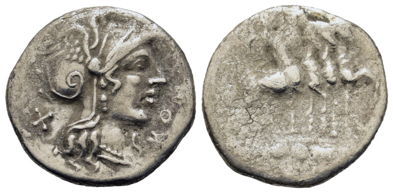 Cn. Domitius Ahenobarbus (116-115 BC). AR Denarius (19,8mm,3.7g). Rome. Helmeted...