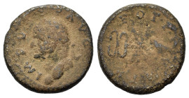 Vespasian (69-79). Æ Quadrans (16mm,2.6g). Rome. Laureate bust of Vespasian l. R/ Winged caduceus. RIC1569; RPC1989