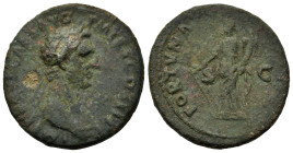 Nerva (96-98). Æ As (27mm,12g). Rome. Laureate head of Nerva r. R/ Fortuna standing l., holding rudder and cornucopiae. RIC 83.