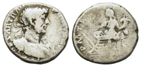 Hadrian (117-138). AR Denarius (17,4mm, 3.07g). IMP CAESAR TRAIAN HADRIANVS AVG Bust laureate, cuirassed r. with fold of cloak or aegis on front shoul...