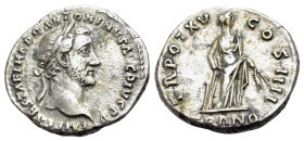 Antoninus Pius (138-161). AR Denarius (3.2g, 17.08mm). Rome (151/52). IMP CAES T AEL HADR ANTONINVS AVG PIVS P P, laur. head r. R/ TR POT XV COS IIII ...