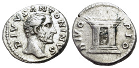 Antoninus Pius (138-161). AR Denarius (3.2g, 17.2mm) (161). DIVVS ANTONINVS, bare head r. R/ DIVO PIO, large altar. Sear 1304, C. 357, RIC 441, BMC 71...