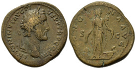 Antoninus Pius (138-161). Æ Sestertius (34,4mm,27g). Rome, 140-144. Laureate head of Antoninus Pius to r. R/ Annona standing front, head to r., holdin...