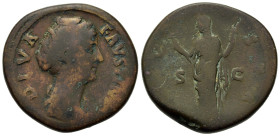 Diva Faustina I (Died 140/1). Æ Sestertius (32,3mm,25.8g). Rome. Draped bust r.
R/ Ceres standing l., holding torch in each hand. S - C. RIC 1120 (Piu...
