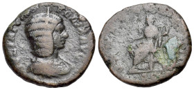 Julia Domna (193-217). Æ As (24mm, 9.80g, 6h). Bust of Julia Domna, hair elaborately waved in ridges and turned up low at the back, diademed, draped, ...