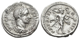 Severus Alexander (222-235). AR Denarius (19mm, 3.75g, 6h). Rome. Laureate, draped and cuirassed bust r. R/ Mars advancing r. in military dress, holdi...