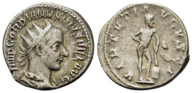 Gordian III (238-244). AR Antoninianus (21,3mm, 4.4g). Rome, AD 241-243. Radiate, draped and cuirassed bust r. R/ Hercules standing facing, head to ri...