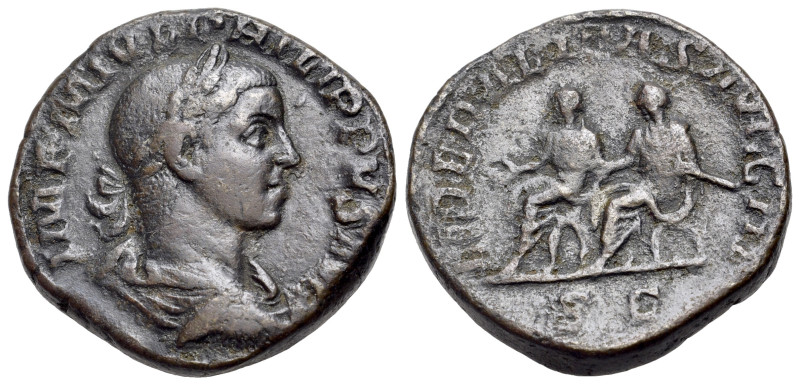 Philip II (247-249). Æ Sestertius (27,70mm, 16.9g). Rome (246-249). IMP M IVL PH...