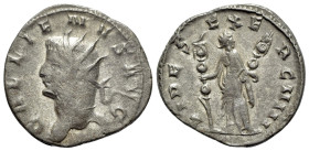 Gallienus (253-268). BI Antoninianus (21mm, 3.54g, 12h), Mediolanum, 261. GALLIENVS AVG Radiate head of Gallienus to l. R/ FIDES EXERC VIII Fides stan...
