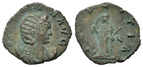 Salonina (Augusta, 254-268). AR Antoninianus (19mm, 2.2g). Rome. Bust draped r. on crescent, wearing stephane. R/ Pudicitia standing l. raising veil a...
