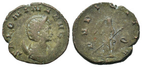Salonina (Augusta, 254-268). BI Antoninianus (19,6mm, 3.2g). Rome. Bust draped r. on crescent, wearing stephane. R/ Pudicitia standing l. raising veil...
