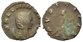 Salonina (Augusta, 254-268). AR Antoninianus (18,8mm, 2.5g). Rome. Bust draped r. on crescent, wearing stephane. R/ Pudicitia standing l. raising veil...