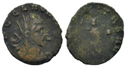 Claudius II (268-270). Æ Antoninianus (17,2mm, 2g). Rome. Radiate and cuirassed bust r. R/ sol standing l., raising hand and holding globe. RIC 17.