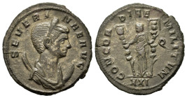 Severina (Augusta, 270-275). Antoninianus (21,6mm,3.2g). Kyzikos. Diademed and draped bust r. R/Concordia standing l., holding two standards. XXI in e...