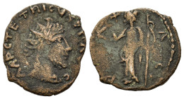 Tetricus I (271-274). Æ Antoninianus (15,2mm,1.6g). Trier. Radiate, draped and cuirassed bust to r. R/ Pax standing to l., holding olive-branch and sc...