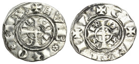 Italy, Verona (Republic). Cangrande I della Scala (1308-1329). AR Grosso da 20 Denari (18mm, 1.08g, 1h). ✠ (ladder) VE ∗ RO ∗ NA ∗ around cross pattée...
