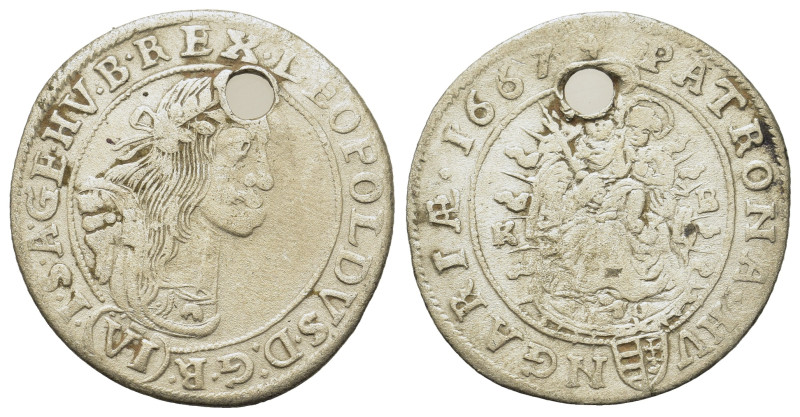 Austria. Leopold I of Habsburg (1657-1705). AR 6 Kreuzer 1667 (25,4mm, 2.7g). KM...