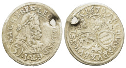 Austria. Leopold I of Habsburg (1657-1705). AR 3 Kreuzer 1670 (21,7mm, 1.7g). Wien.