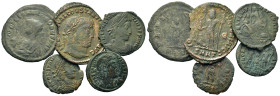 Lot of 5 Æ Roman Imperial coins, to be catalogued. Lot sold as is, no return.