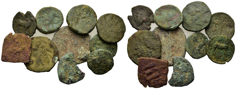 Lot of 10 Æ mixed coins, to be catalogued. Lot sold as is, no return.