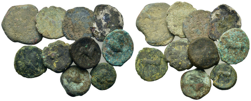 Lot of 10 Æ mixed coins, to be catalogued. Lot sold as is, no return.