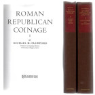 Crawford, M. Roman Republican Coinage. 2 Voll. Cambridge University 1974 First edition. Tela ed. Vol. I: pp. Xiv-566. Vol. II: pp. xi- da 567 a 919, t...
