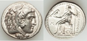 MACEDONIAN KINGDOM. Alexander III the Great (336-323 BC). AR tetradrachm (27mm, 17.22 gm, 12h). AU, die shift, scratches. Posthumous issue of Sidon, C...