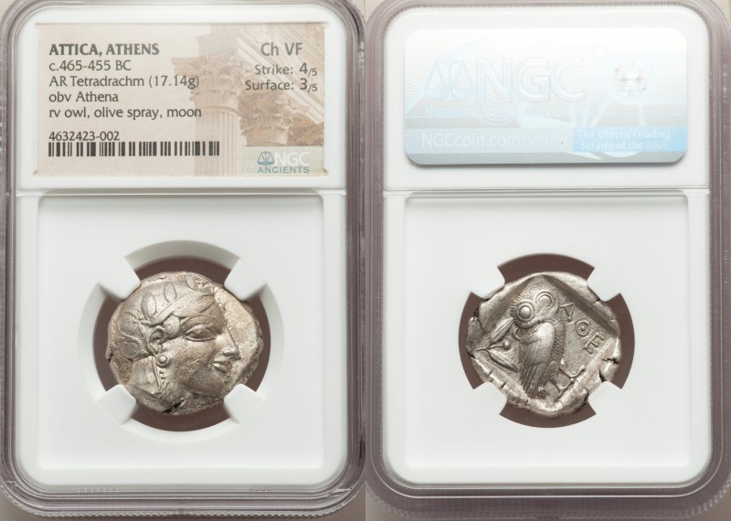 ATTICA. Athens. Ca. 465-455 BC. AR tetradrachm (25mm, 17.14 gm, 11h). NGC Choice...