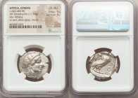 ATTICA. Athens. Ca. 440-404 BC. AR tetradrachm (25mm, 17.20 gm, 1h). NGC Choice AU 5/5 - 4/5. Mid-mass coinage issue. Head of Athena right, wearing cr...