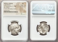 ATTICA. Athens. Ca. 440-404 BC. AR tetradrachm (23mm, 17.18 gm, 10h). NGC AU 4/5 - 4/5. Mid-mass coinage issue. Head of Athena right, wearing crested ...