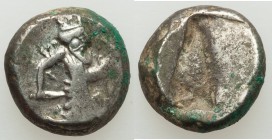 ACHAEMENID PERSIA. Time of Xerxes II-Artaxerxes II (ca. 420-375 BC). AR siglos (15mm, 5.63 gm). XF, verdigris. Ca. 400-340 BC. Persian Great King in k...
