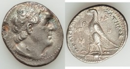PTOLEMAIC EGYPT. Ptolemy II Philadelphus (285/4-246 BC). AR stater or tetradrachm (27mm, 13.14 gm, 11h). About VF, graffito, edge chip. Joppa, dated R...