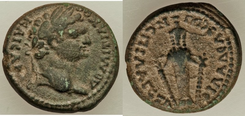 LYDIA. Philadelphia. Domitian (AD 81-96). AE (18mm, 4.08 gm, 6h). XF. Lagetas, m...