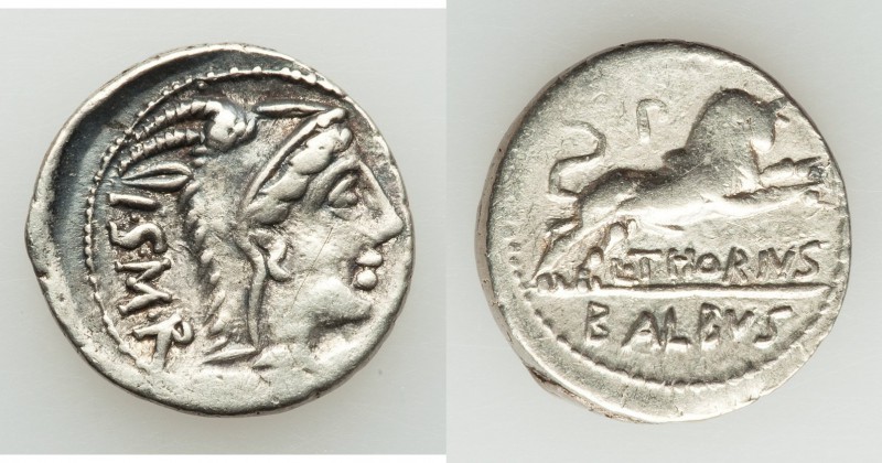 L. Thorius Balbus (ca. 105 BC). AR denarius (20mm, 3.77 gm, 8h). VF, scratch. Ro...