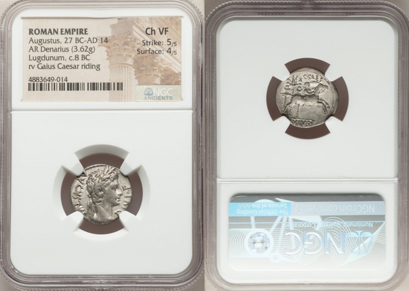 Augustus (27 BC-AD 14). AR denarius (18mm, 3.62 gm, 6h). NGC Choice VF 5/5 - 4/5...