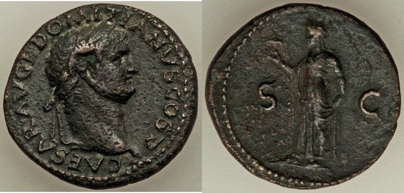 Domitian, as Caesar (AD 81-96). AE as (29mm, 12.05 gm, 7h). XF. Lugdunum, AD 77-...