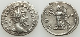 Septimius Severus (AD 193-211). AR denarius (20mm, 3.07 gm, 12h). VF. Laodicea ad Mare, AD 198-202. L SEPT SEV AVG IMP XI PART MAX, laureate head of S...