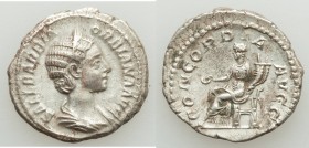 Orbiana (AD 225-227). AR denarius (20mm, 3.60 gm, 12h). VF. Rome, AD 225. SALL BARBIA-ORBIANA AVG, draped bust of Orbiana right, hair weaved in rows a...