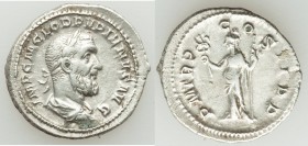 Pupienus (AD 238). AR denarius (20mm, 3.77 gm, 12h). Choice VF. Rome, April-June AD 238. IMP C M CLOD PVPIENVS AVG, laureate, draped and cuirassed bus...