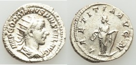Gordian III (AD 238-244). AR antoninianus (22mm, 4.62 gm, 1h). VF, porous. Rome, AD 241-243. IMP GORDIANVS PIVS FEL AVG, radiate, draped and cuirassed...