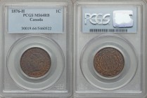 Victoria Cent 1876-H MS64 Red and Brown PCGS, Heaton mint, KM7. Holder has numerous scratches that are shielding the coin, however, coin appears to be...