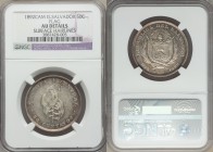 Republic 50 Centavos 1892-C.A.M. AU Details (Surface Hairlines) NGC, San Salvador mint, KM112. Popular flag coinage type, recalled from circulation an...