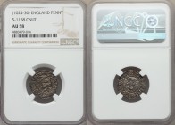 Kings of All England. Cnut (1016-1035) Penny ND (1024-1030) AU58 NGC, York mint, Grimulf as moneyer, Pointed Helmet type, S-1158. Colorful toning in s...