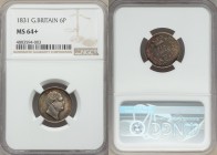 William IV 6 Pence 1831 MS64+ NGC, KM712, S-3836. Well struck, clean fields and dressed in colorfully blended toning. 

HID09801242017