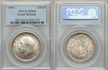 George V 1/2 Crown 1911 MS64 PCGS, KM818.1, S-4011. Beautiful lustrous surface draped in golden-brown color. 

HID09801242017
