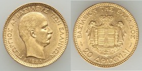 George I gold 20 Drachmai 1884-A UNC, Paris mint, KM56. Choice and Lustrous. 21mm. .6.44gm.

HID09801242017