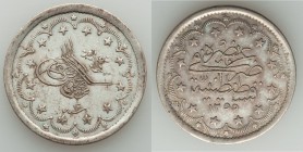 Ottoman Empire Pair of Uncertified Assorted 20 Kurush, 1) Abdul Mejid AH 1255 Year 16 (1855/56) - XF, Constantinople mint (in Turkey), KM 676. 36mm. 2...