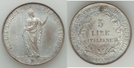 Lombardy-Venetia. Provisional Government 5 Lire 1848-M XF (rim nick), Milan mint, KM22.1. 36mm. 24.96gm. 

HID09801242017